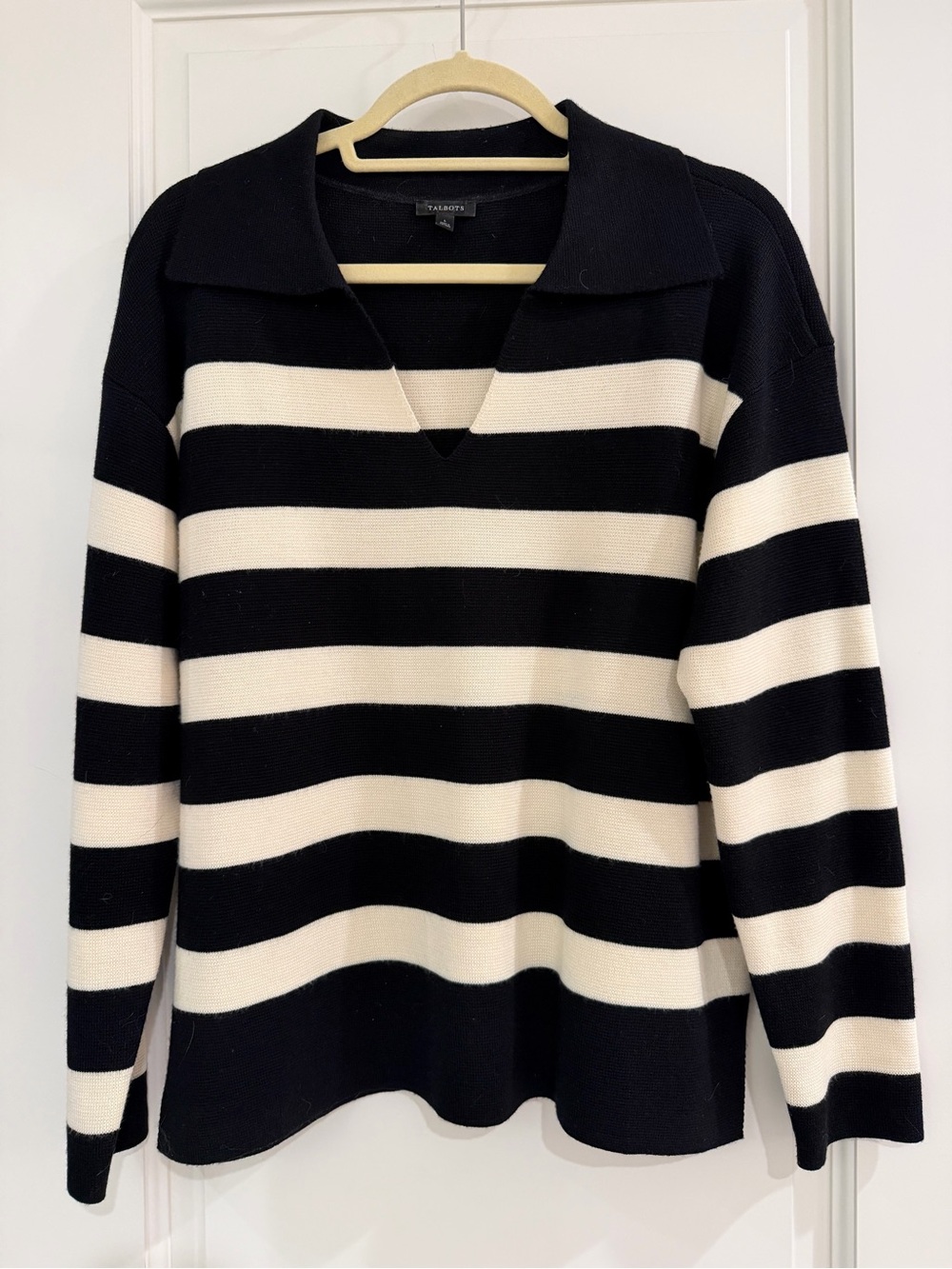 Talbots Johnny Collar Striped Pullover
